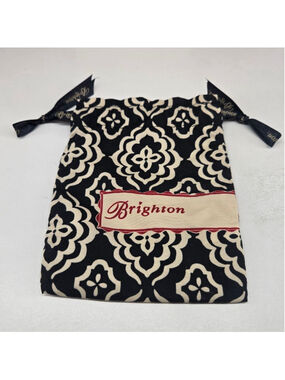 Brighton Black and Cream Jewelry Cosmetic Dust Travel Drawstring Pouch Gift Bag
